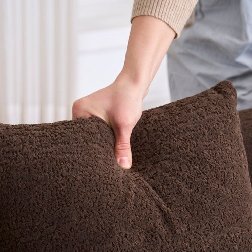 Brown Chenille L-Shaped Sectional – High-Density Sponge Modular Sofa