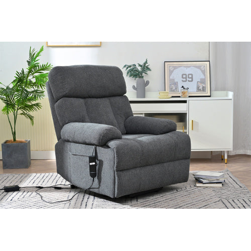 FAIF™ Oversized Power Lift Recliner Chair for Elderly – Electric Fabric Recliner for Seniors with Remote Control, Side Pocket & Spacious Seat in Dark Gray