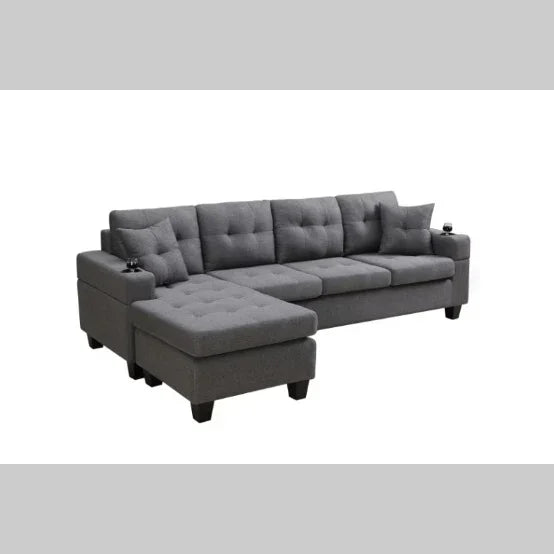 FAIF™ Fabric Sectional Sofa – Modern Living Room Couch with Cup Holders and Comfortable Backrest