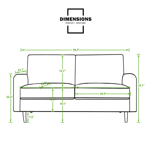 Velvet Round Arm Apartment Double Sofa