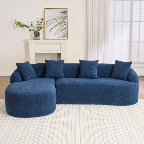 Brown Chenille L-Shaped Sectional – High-Density Sponge Modular Sofa