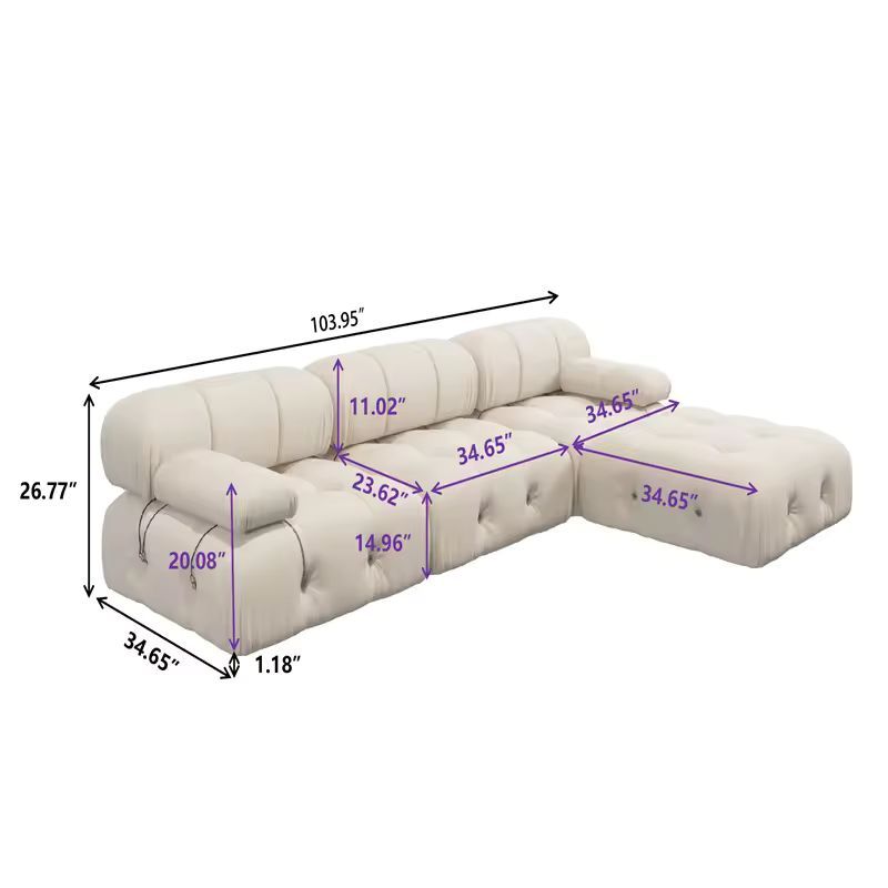 Nordic Modern Fabric Sofa with Buckle Design, Light Luxury Couch