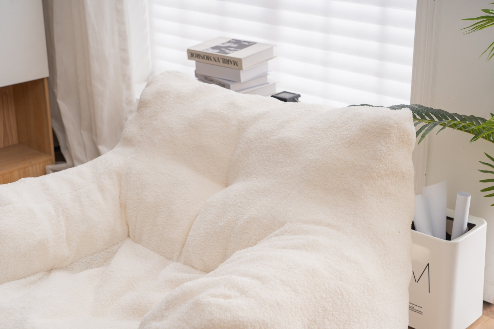 Ivory Teddy Tufted Bean Bag Chair – Soft & Cozy Seating