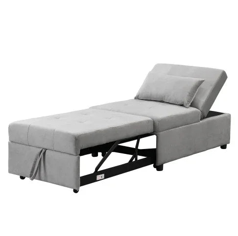 FAIF™ Folding Ottoman Sofa Bed - Versatile Gray Velvet Sofa Bed for Living Room, Bedroom, or Office