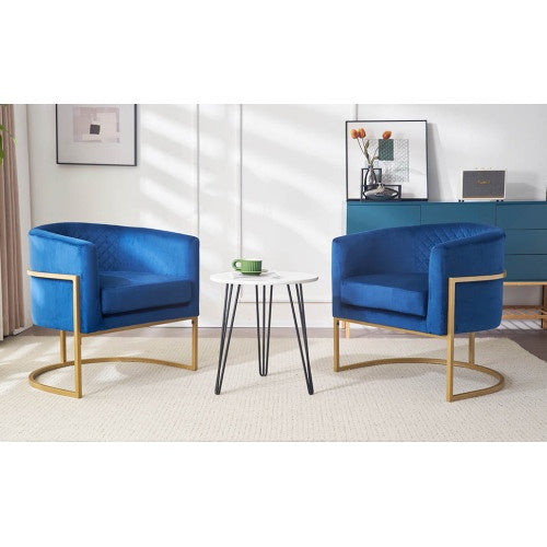 Upholstered Velvet Accent Chair with Gold Metal Bracket