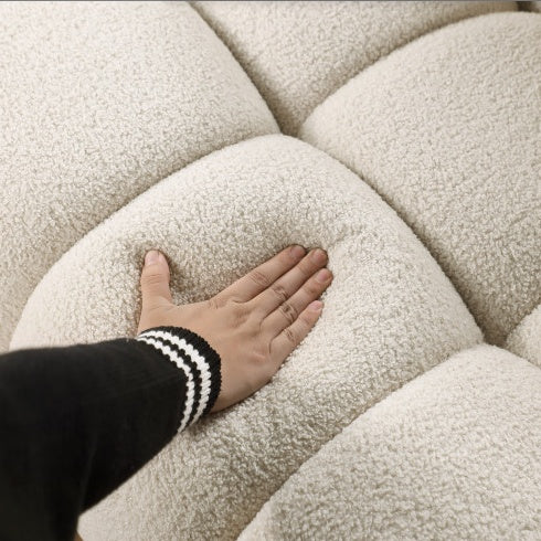 2-Seater Boucle Marshmallow Sofa Light Brown