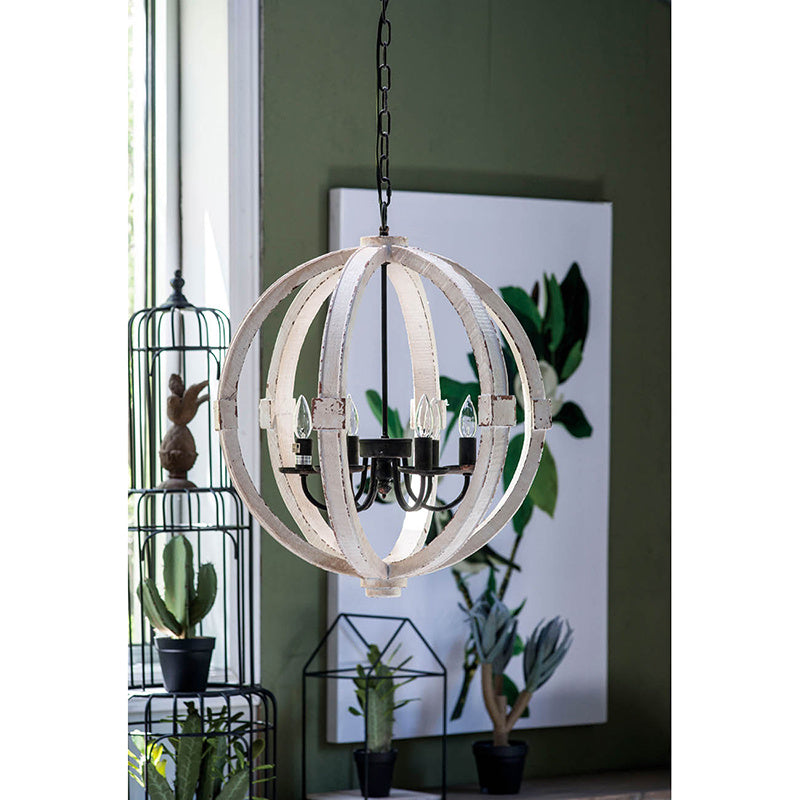 Adjustable 6-Light Wood Chandelier for Kitchen & Dining