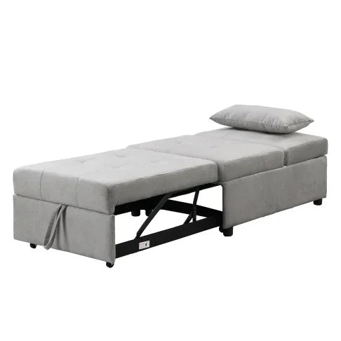FAIF™ Folding Ottoman Sofa Bed - Versatile Gray Velvet Sofa Bed for Living Room, Bedroom, or Office