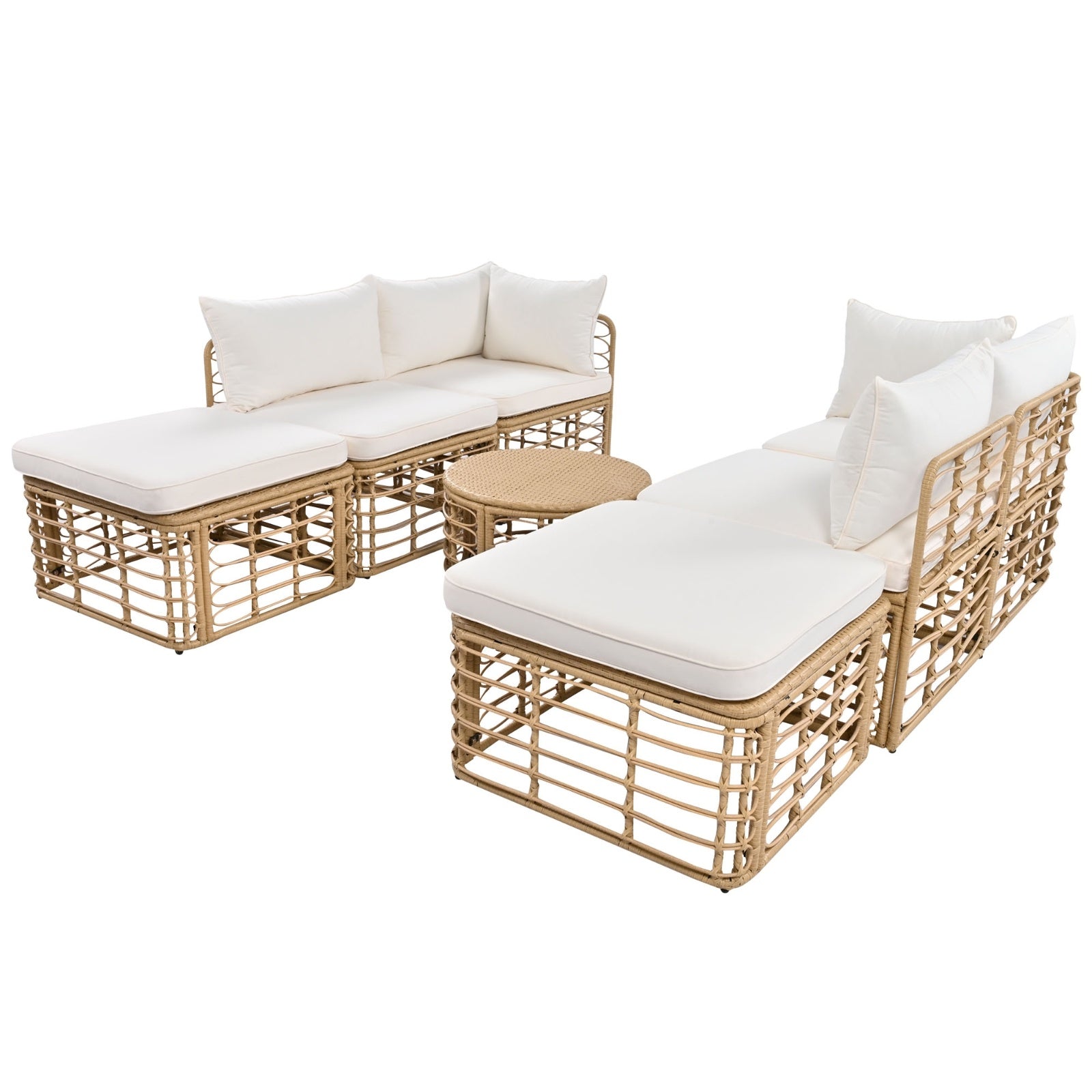 6-Piece Modular Wicker Patio Set with Cushions