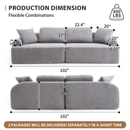 4-seater Combined Sofa, Crochet Yarn Fabric, Full Sponge Compression