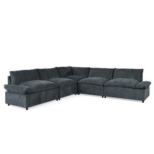 FAIF™ 115.5" Modular Deep Gray Sectional Sofa – Plush Polyester Upholstery with Hidden Storage Compartments for Living Room, Lounge, or Office - FAIFCO