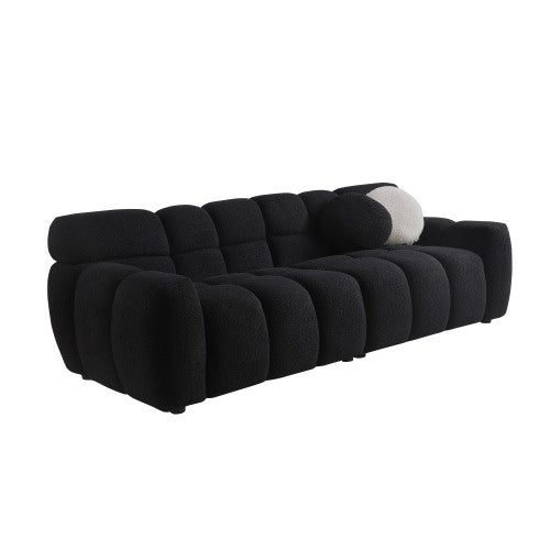 FAIF™ Marshmallow Boucle Sofa – 3-Seater Sofa with Plush Cushions and Rolled Arms