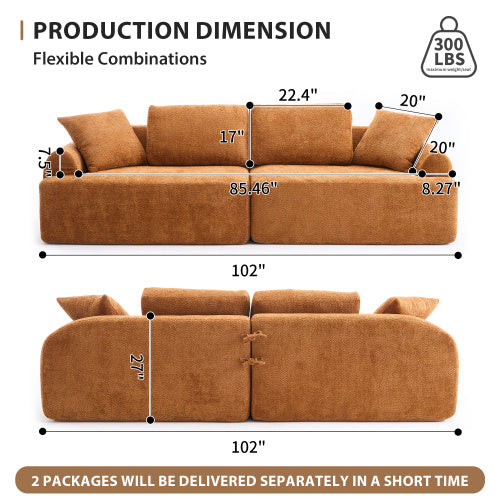 4-seater Combined Sofa, Crochet Yarn Fabric, Full Sponge Compression
