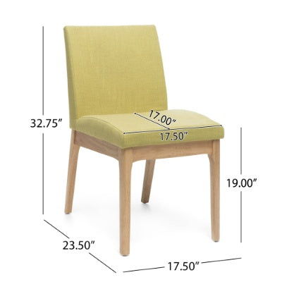 DINING CHAIR (Set of 2)  Green Fabric Upholstery