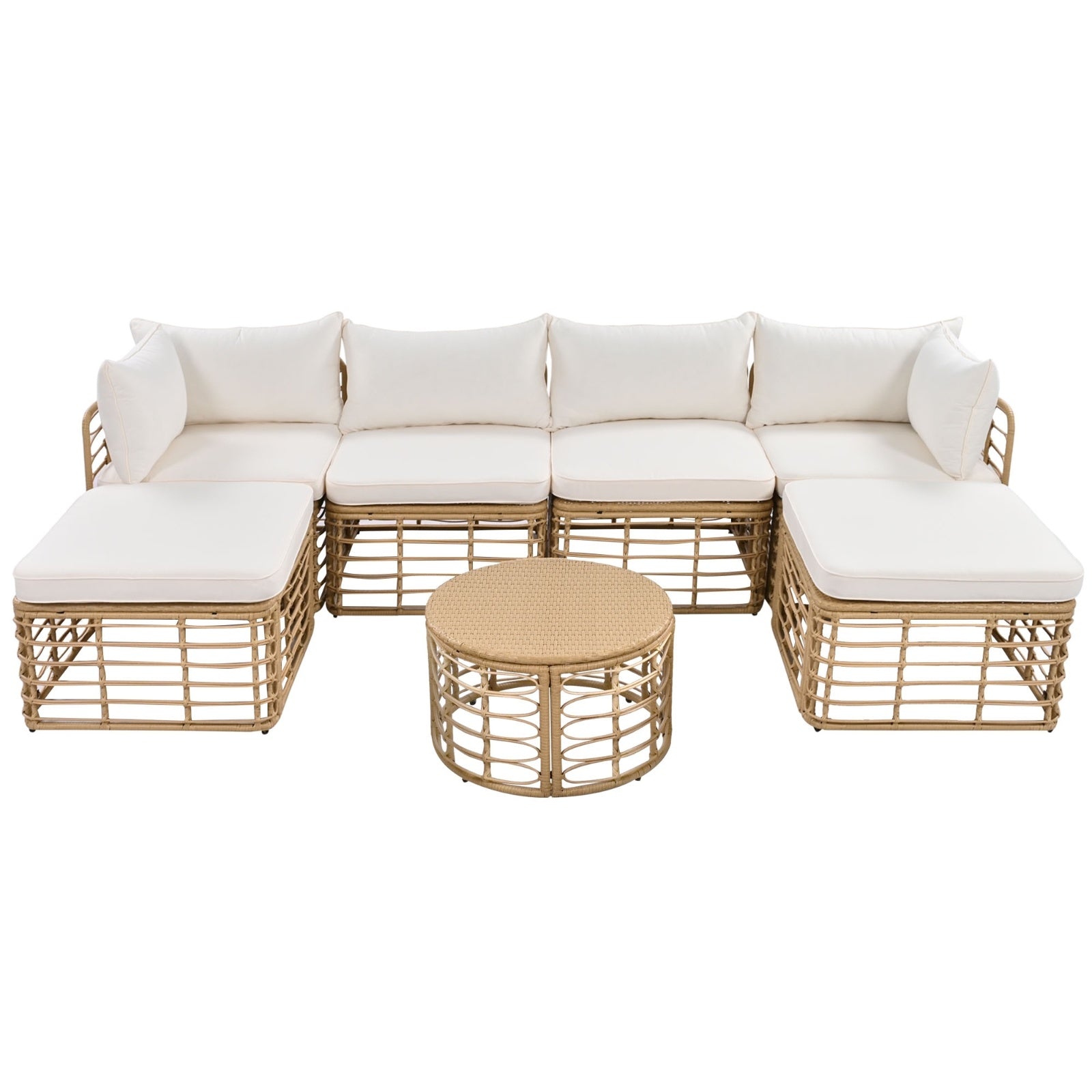 6-Piece Modular Wicker Patio Set with Cushions