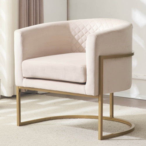 Upholstered Velvet Accent Chair with Gold Metal Bracket