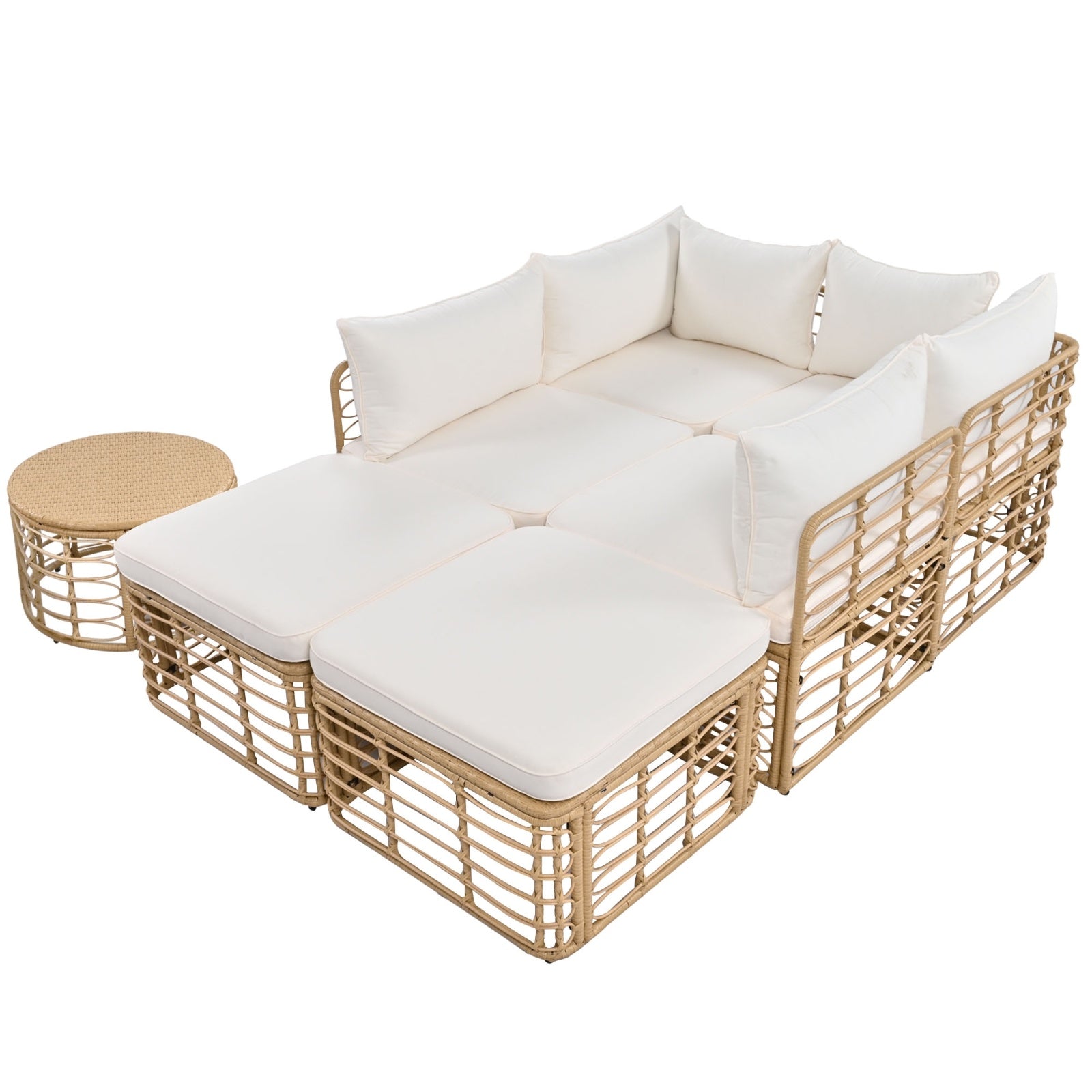 6-Piece Modular Wicker Patio Set with Cushions