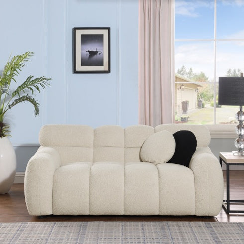 2-Seater Boucle Marshmallow Sofa Light Brown