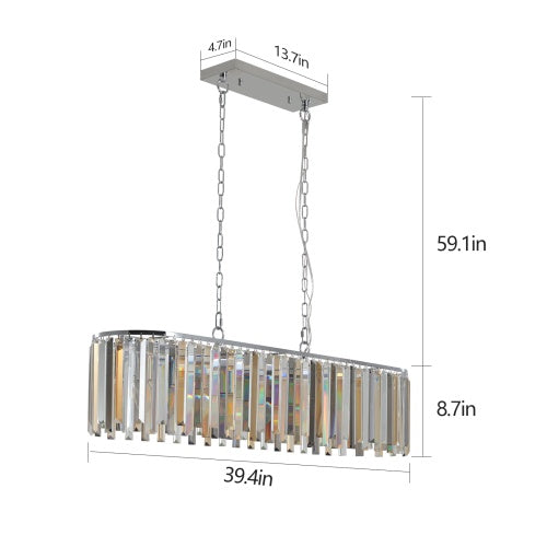 Modern Crystal Oval Chandelier