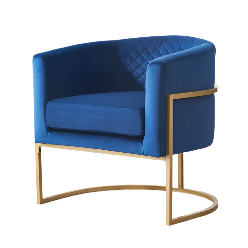 Upholstered Velvet Accent Chair with Gold Metal Bracket