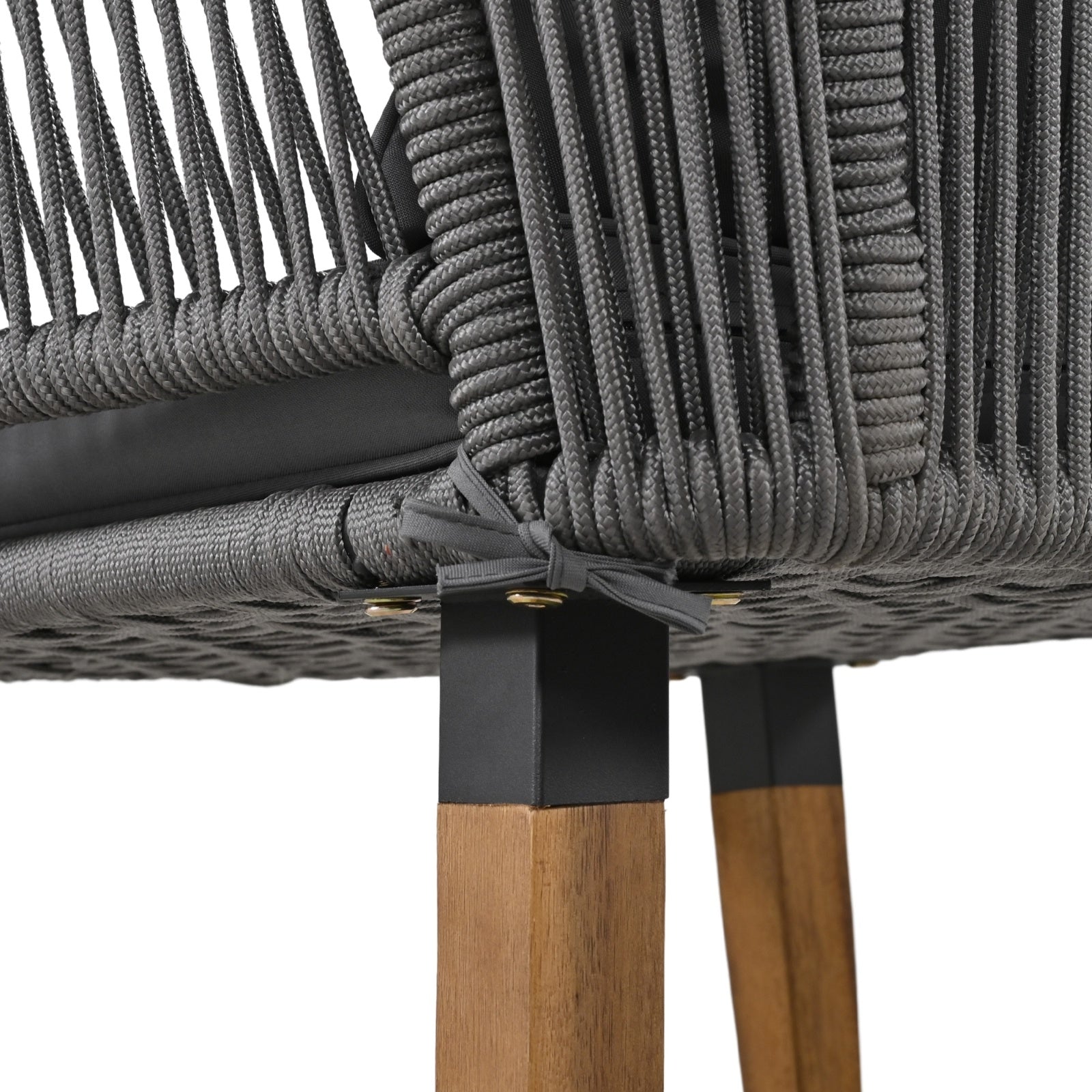 6-Pc Rope Patio Set w/ Acacia Wood Table