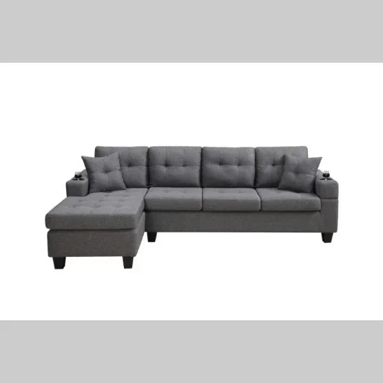 FAIF™ Fabric Sectional Sofa – Modern Living Room Couch with Cup Holders and Comfortable Backrest