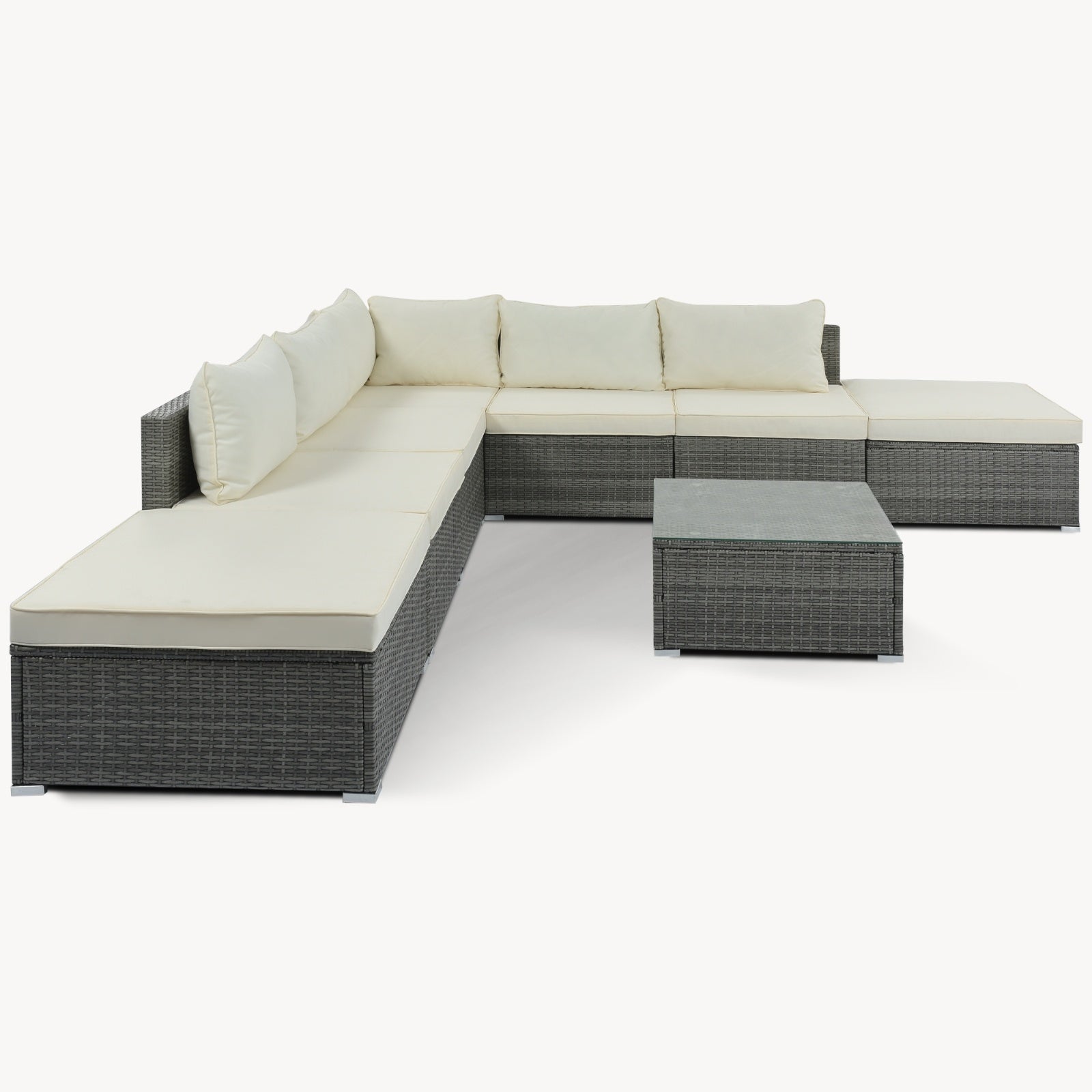 8-Pc Wicker Patio Set with Cushions Modular Outdoor Sofa