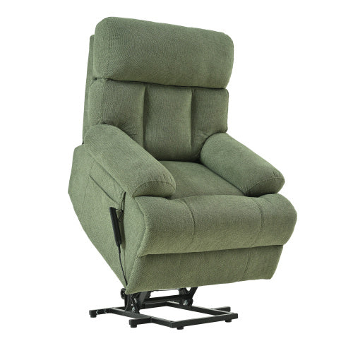 FAIF™ Oversized Power Lift Recliner Chair for Elderly – Electric Fabric Recliner with Remote Control, Side Pocket & Spacious Seat in Dark Green