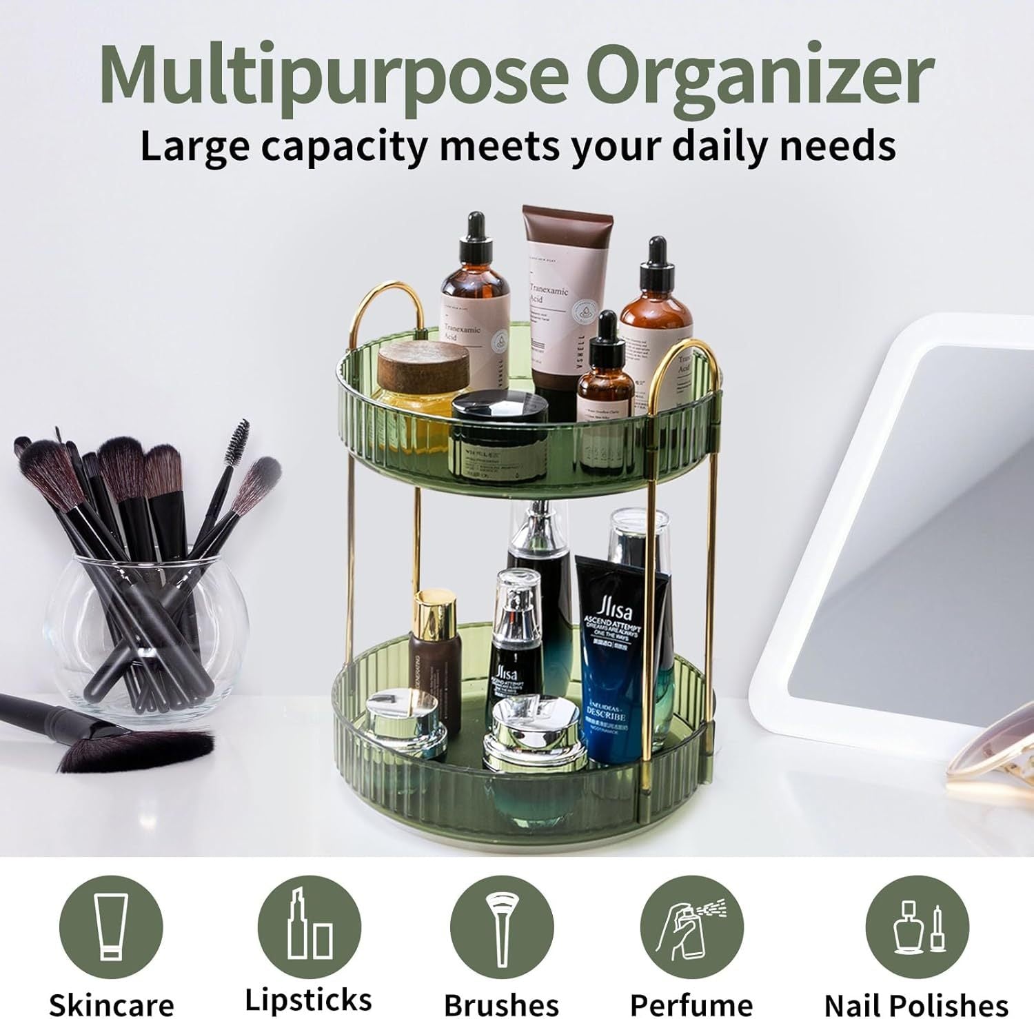360 Rotating Makeup Organizer - 3-Size