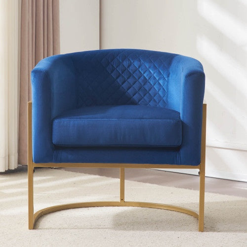 Upholstered Velvet Accent Chair with Gold Metal Bracket