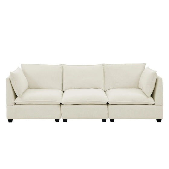 Modern Chenille Comfy Upholstered 3-Seat Sofa With 2 Lumbar Pillow, Deep Seat Sofa Sleeper - FAIFCO