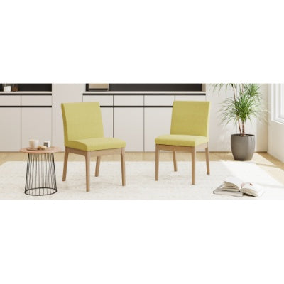DINING CHAIR (Set of 2)  Green Fabric Upholstery