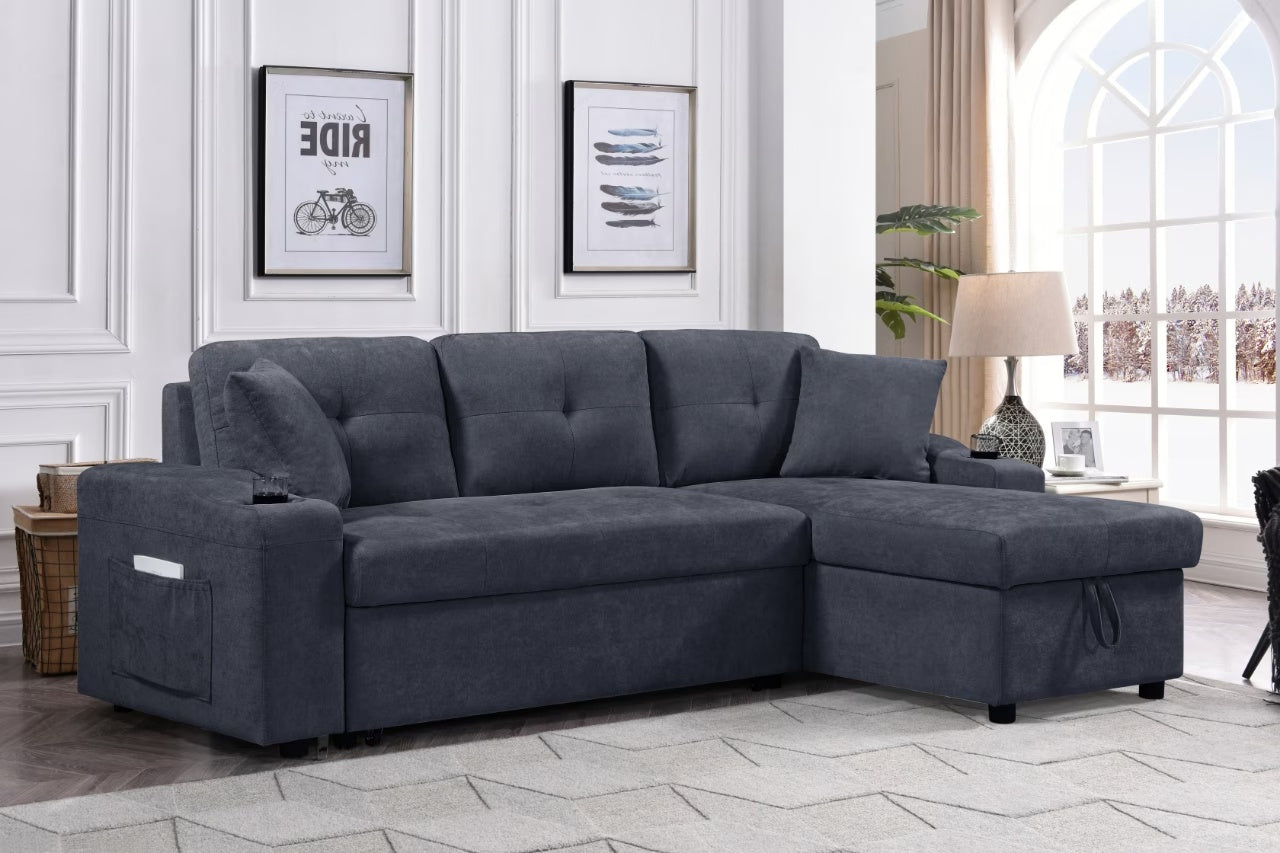 Convertible Sectional Sofa With Armrest Storage - FAIFCO