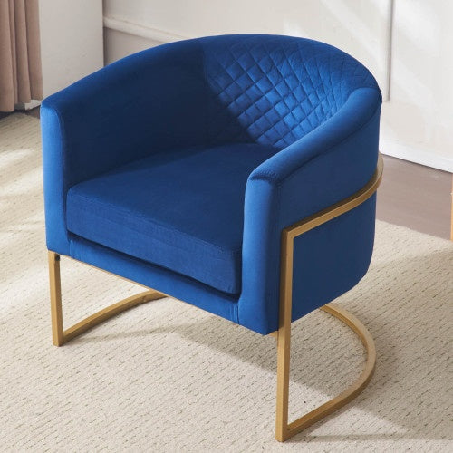 Upholstered Velvet Accent Chair with Gold Metal Bracket