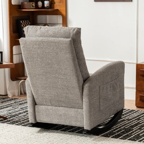Accent Rocking Chair with Footrest – High Back Rubber Wood