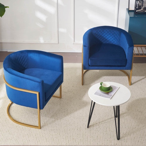 Upholstered Velvet Accent Chair with Gold Metal Bracket