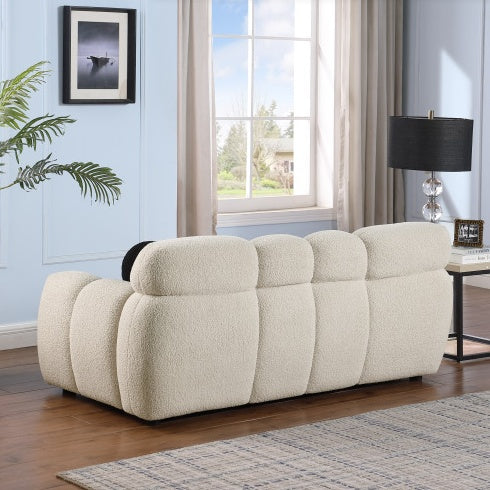 2-Seater Boucle Marshmallow Sofa Light Brown