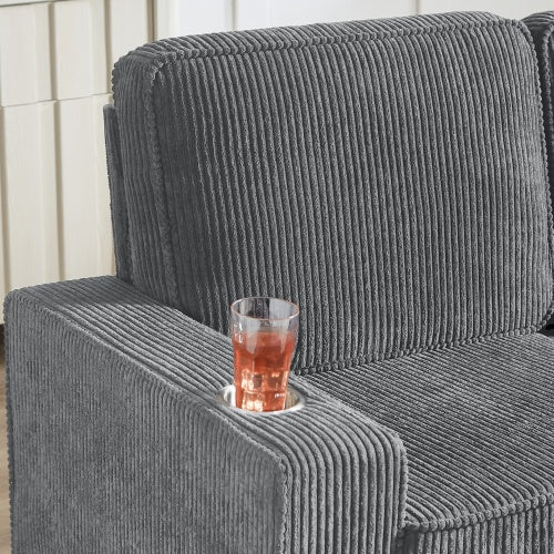 Modern Corduroy 3-Seater Sofa – Compressed Couch