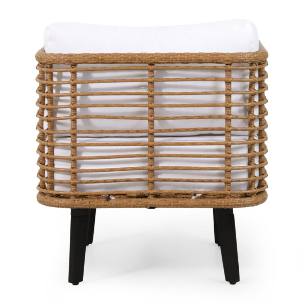 Wicker Accent Lounge Chair with Acacia Wood Legs
