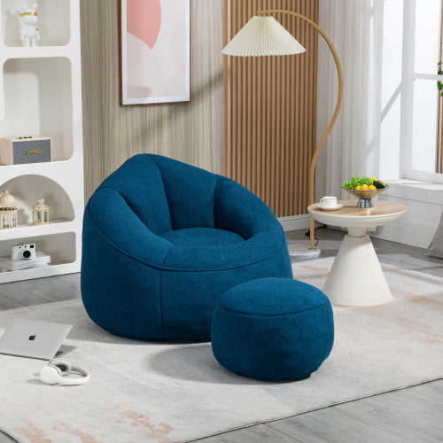 Compressed Foam Bean Bag Chair with Footrest – Soft Microfiber Lounge Seat - FAIFCO
