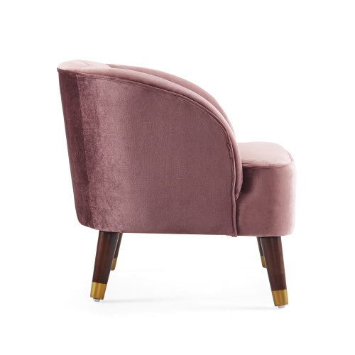 FAIF™ Velvet Barrel Accent Chair – Upholstered Mid-Century Modern Chair with Rubberwood Legs