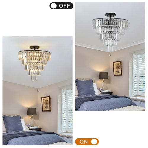 Black Crystal Chandelier – Modern Luxury Ceiling Light