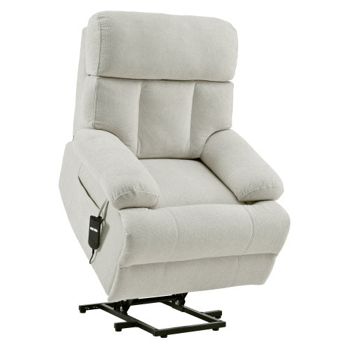 Oversized Power Lift Recliner Chair For Elderly, Electric Fabric Recliner Chair For Seniors, Home Theater Seating,Reclining Sofa Chair With Remote Control,Side Pocket ,Spacious Seat  Light Gray