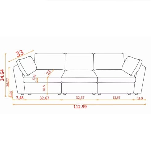 Modular Sofa Grey Chenille Fabric, Simple And Grand, The Seat And Back Is Very Soft.