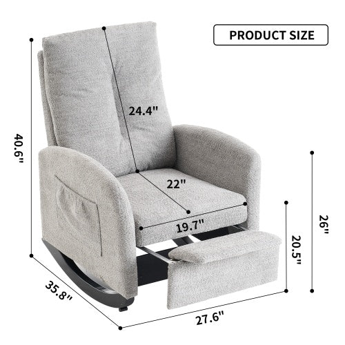 Accent Rocking Chair with Footrest – High Back Rubber Wood