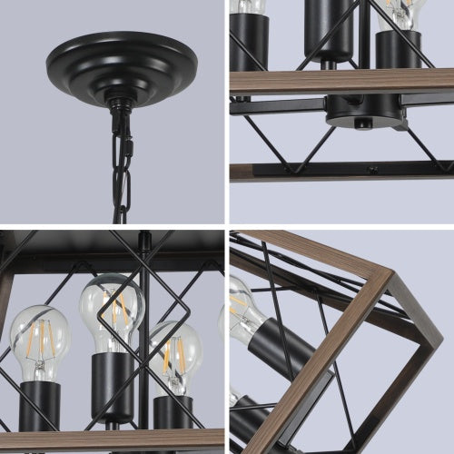 Farmhouse Ceiling Chandelier – 4 Lights Vintage