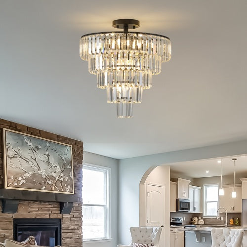 Black Crystal Chandelier – Modern Luxury Ceiling Light