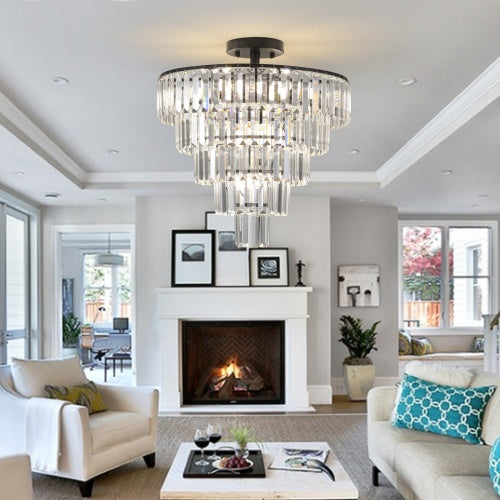 Black Crystal Chandelier – Modern Luxury Ceiling Light