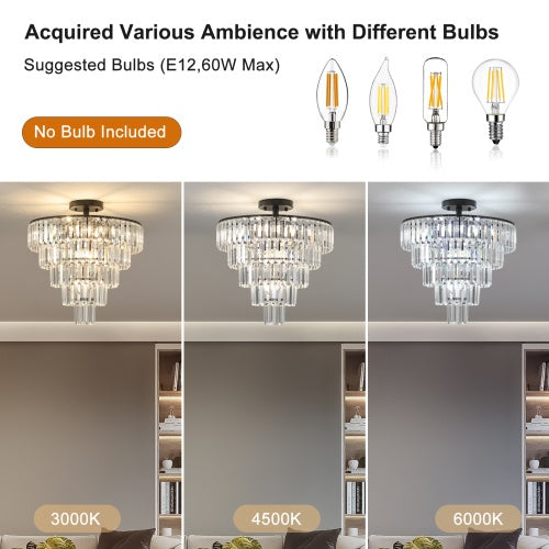 Black Crystal Chandelier – Modern Luxury Ceiling Light