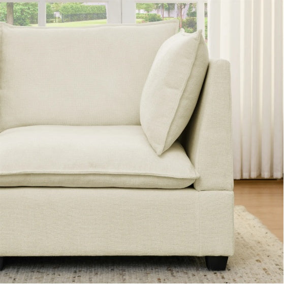Modern Chenille Comfy Upholstered 3-Seat Sofa With 2 Lumbar Pillow, Deep Seat Sofa Sleeper